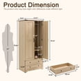 thumbnail image 3 of Brafabhome 71"H Armoire Wardrobe Closet with 2 Drawers, Farmhouse 2 Doors Armoire Cabinet with Hanging Rod, Modern Freestanding Wardrobe Clothes Cabinet for Bedroom | Nature(3 Set), 3 of 7