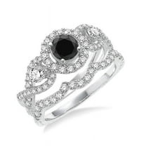 Infinity design 2 Carat Round cut Black Diamond Wedding Set in 14k Rose Gold affordable sapphire and diamond engagement ring