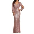 thumbnail image 3 of DondPO Sequin Dress for Women,Long Sleeve Dress Fishtail Evening Dresses Embroidered Wedding Bridesmaid Evening Bandage Prom Ball Gowns Plus Size Dresses,Maxi Dress Pink Dress L, 3 of 10