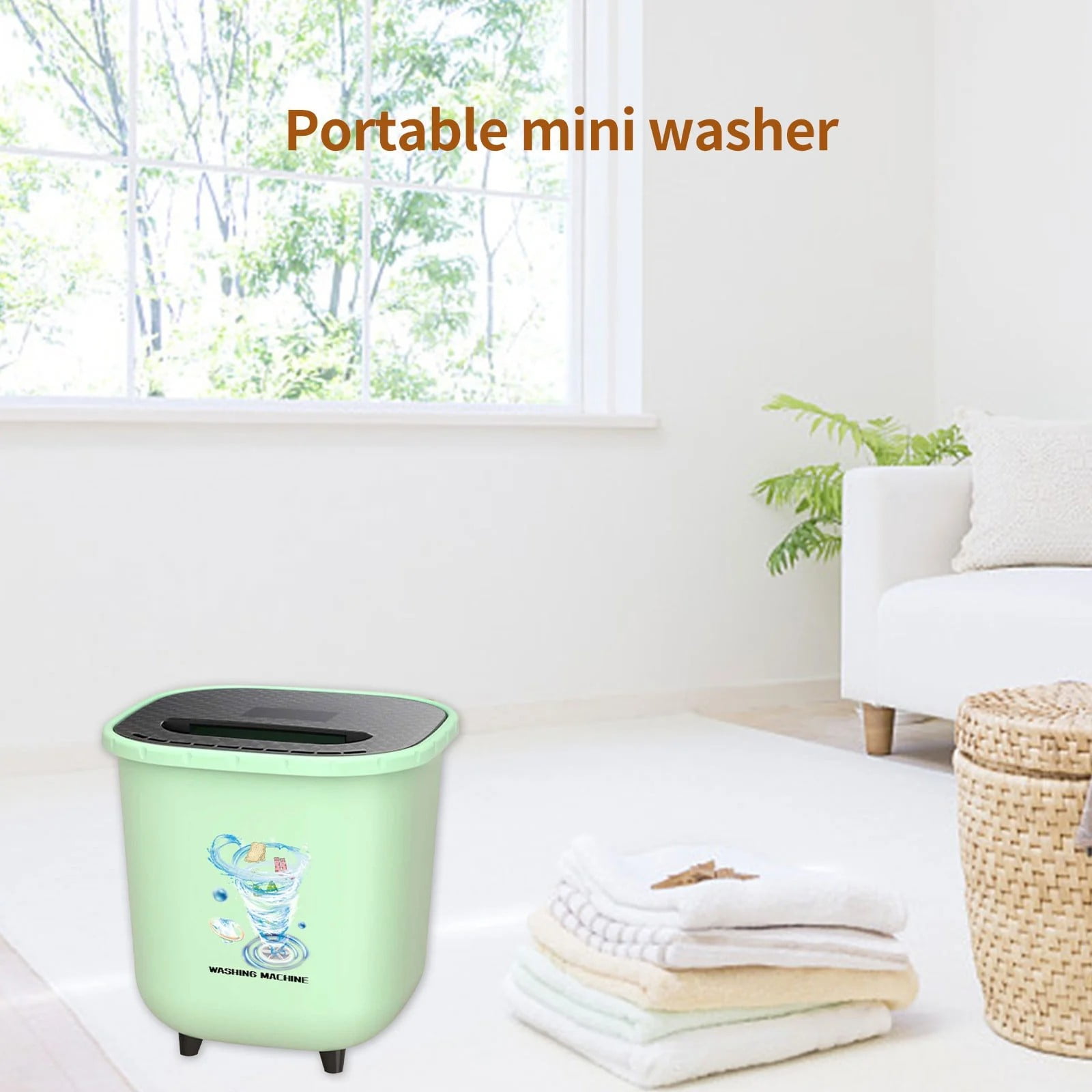 LAILLSH 2026 New Arrival Cleaning Products Portable Washing Machine For Clothes Laundry Bucket Washer For Camping RV Travel Compact
