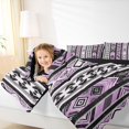 thumbnail image 3 of Homewish Boho Geometric Rhombus Twin Comforter Sets,Purple Black Stripes Bedding Set,Purple,Black Reversible,2pcs,1 Comforter and 1 Pillowcase, 3 of 7