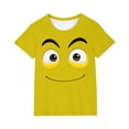 thumbnail image 2 of Blusas y camisas de manga corta con cuello redondo para niños y niñas, color liso, con estampado de expresión linda, manga corta, holgadas y cómodas, blusa para niña, 2 of 6