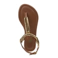 thumbnail image 4 of Petalia Girl Thong Kids Flat Sandals, Brown, 13, 4 of 5