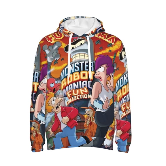 Futurama Trendy Cartoon Men'S Fleece Hooded Hoodie, hoodies for women men with pockets,Fall Fashion 2025 Pullover Sweaters Winter Clothes