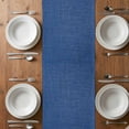 thumbnail image 4 of Navy Blue Table Runner 90 Inches Long, Vintage Country Monochrome Farmhouse Cotton Linen Table Runners Dresser Scarves, Decorative Fabric Tabletop Scarf Furniture Cover for Home Dinner Party 13"x90", 4 of 8