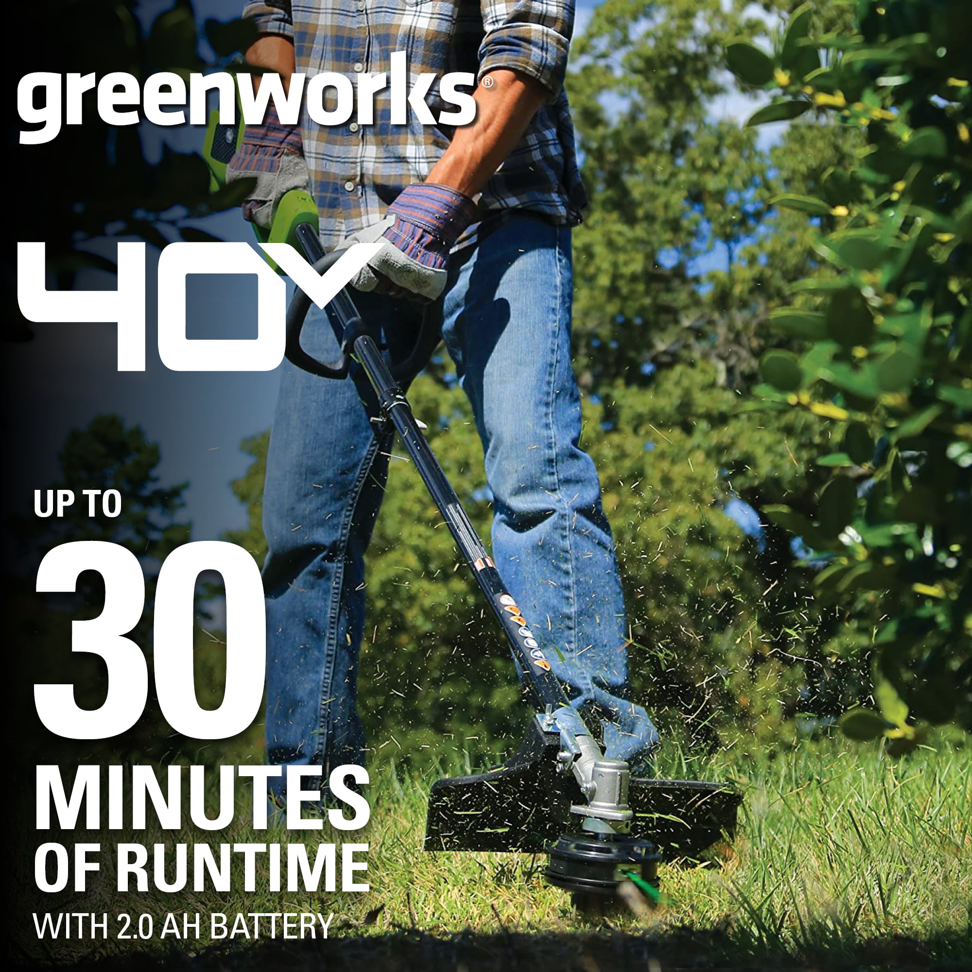 Attachment Capable 2.0 AH Battery Included 2100702 Greenworks 14-Inch 40V Cordless String Trimmer 