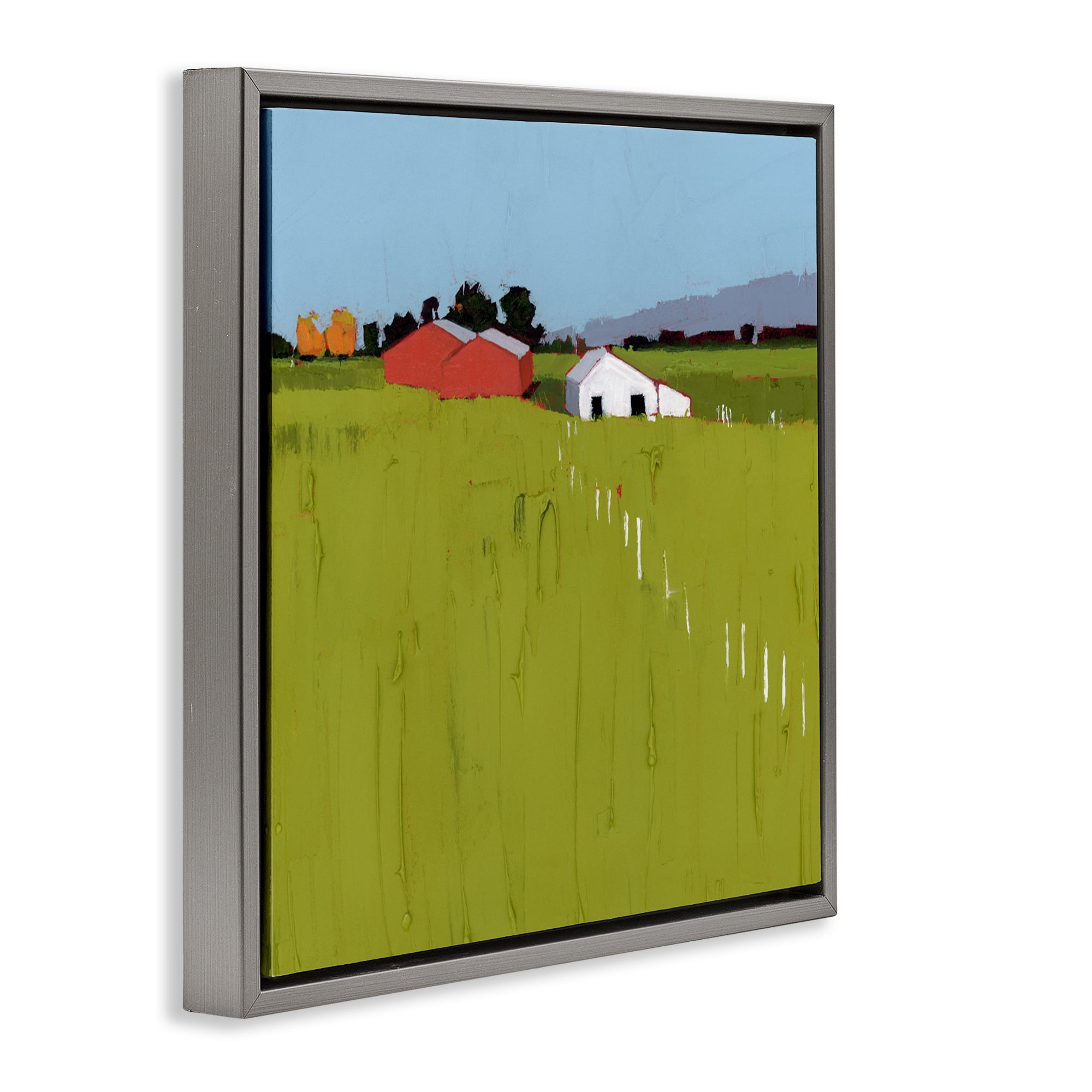Pastoral Fence Line Gray Framed Floater Canvas Wall Art, design by Ruth LaGue