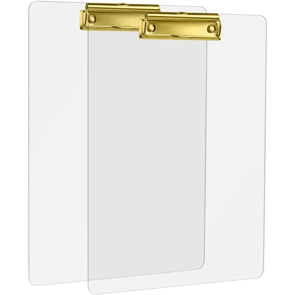 2 Pcs Thick Acrylic Clipboards Clear Transparent Letter Size Clipboards with Strong Gold Clip for A4 Paper