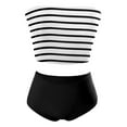 thumbnail image 5 of Two Piece Swimsuit for Women,High Waisted Swimsuits for Women,Summer Striped Backless Swimsuit,Bikini Solid Color Tube top Swimwears off Shoulder High Waisted Bathing Suit, 5 of 5