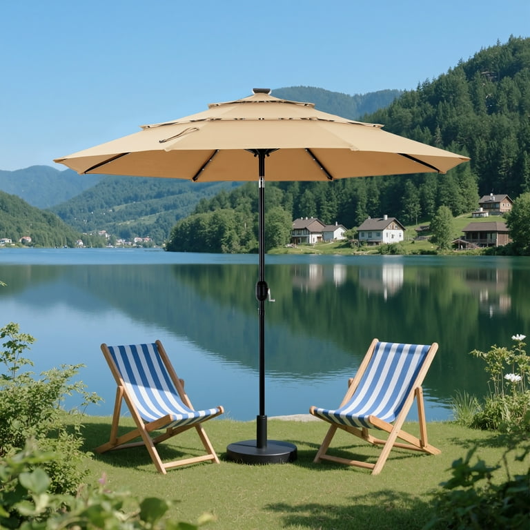 belham living 9 ft sunbrella deluxe tilt aluminum patio umbrella Best Selection Tilt Patio Umbrellas - Galtech 9 FT Deluxe Auto Tilt  featuring Sunbrella