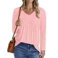 thumbnail image 3 of Fantaslook Womens Tops Dressy Casual Pleated Blouses V Neck Long Sleeve Shirts Fall Tunic Tops, 3 of 7