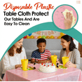 thumbnail image 2 of 6 Pack Pink Disposable Plastic Tablecloths 54" x 108" for 6-8 Foot Rectangle Tables - Valentines Day Birthday Wedding Party Supplies, 2 of 6