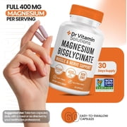 DR Vitamin Solutions Magnesium Bisglycinate 400mg Capsules, Chelated Magnesium for Muscle & Nerve Support, 60 Count