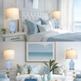 thumbnail image 4 of Lolikit 23" Ceramic Jar Table Lamp Set of 2 for Bedroom Living Room Farmhouse Sky Blue Bedside Nightstand Lamps with USB A+C Charging Ports, 4 of 7