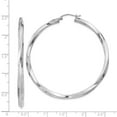thumbnail image 3 of 925 Sterling Silver Rhodium-plated 3x55mmTwisted Hoop Earrings; for Adults and Teens; for Women and Men, 3 of 3