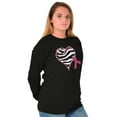 thumbnail image 4 of Zebra Heart Breast Cancer Awareness Women Plus Size Long Sleeve Graphic Tee Brisco Brands 3X, 4 of 5