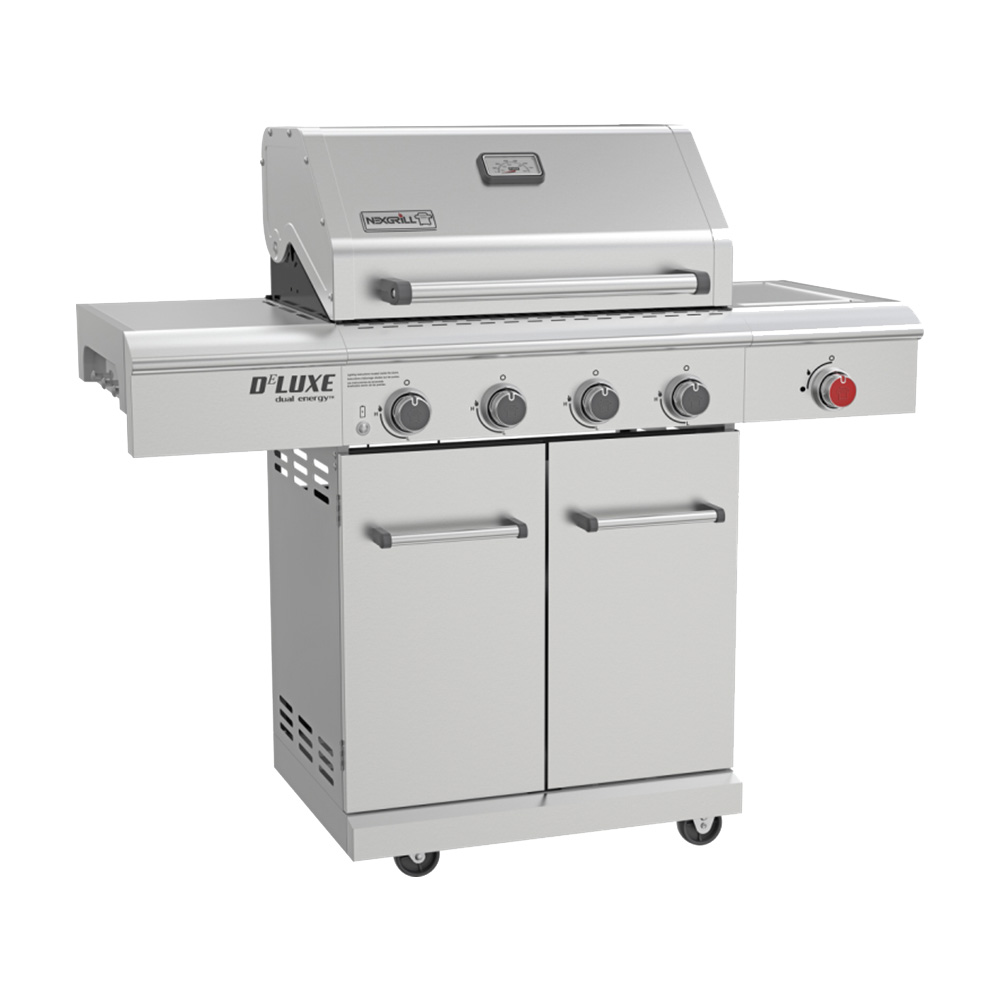 Nexgrill Deluxe 4-Burner Dual Energy Propane Gas Grill with Infrared Side Burner and Cabinets - 63000BTUs - image 2 of 5