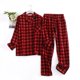thumbnail image 2 of Pijama de Color negro y rojo para mujer, ropa de dormir supercálida, pantalones largos a juego, conjuntos de invierno, 2 of 4