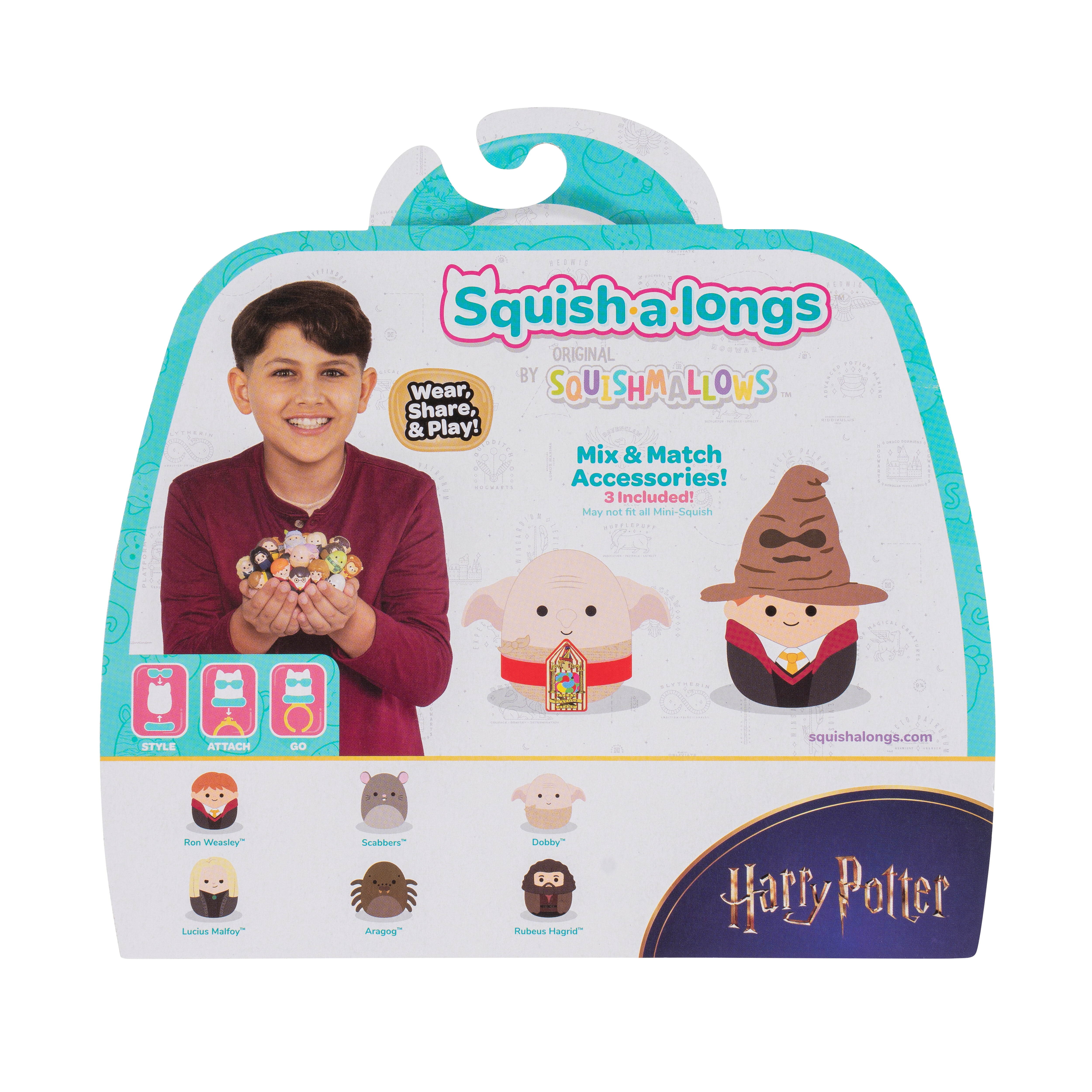 Squish-a-longs “Harry Potter” Mini-Squish + Accessory 6-Pack Novelty Collectible Toy for Ages 5+