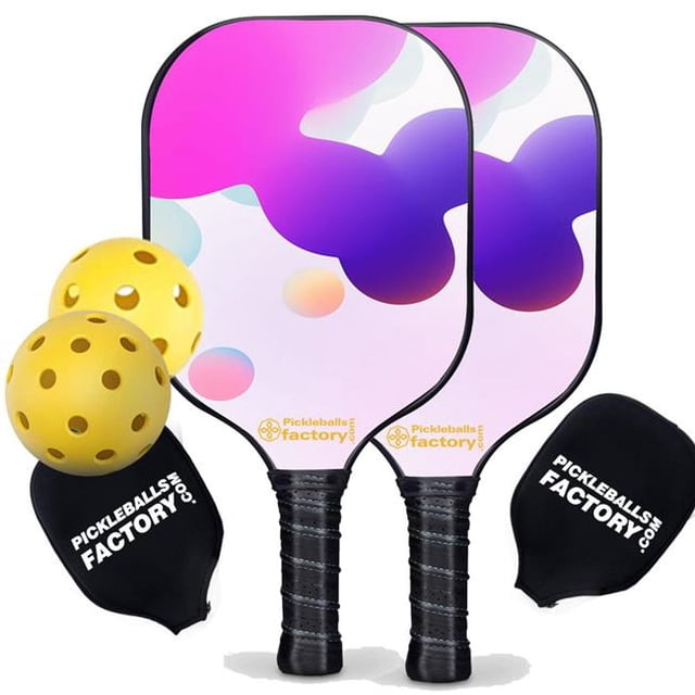 Pickleball Factory PB00011-3-G Best Pickleball Set - Irregular Shape Pickleball Paddles Near Me, Used Pickleball Paddle for Sale, Glassfiber Graphite