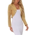 thumbnail image 4 of INSPIRE CHIC Women's Sequin Party Open Front Cropped Sparkly Bolero Shrug S Gold, 4 of 6
