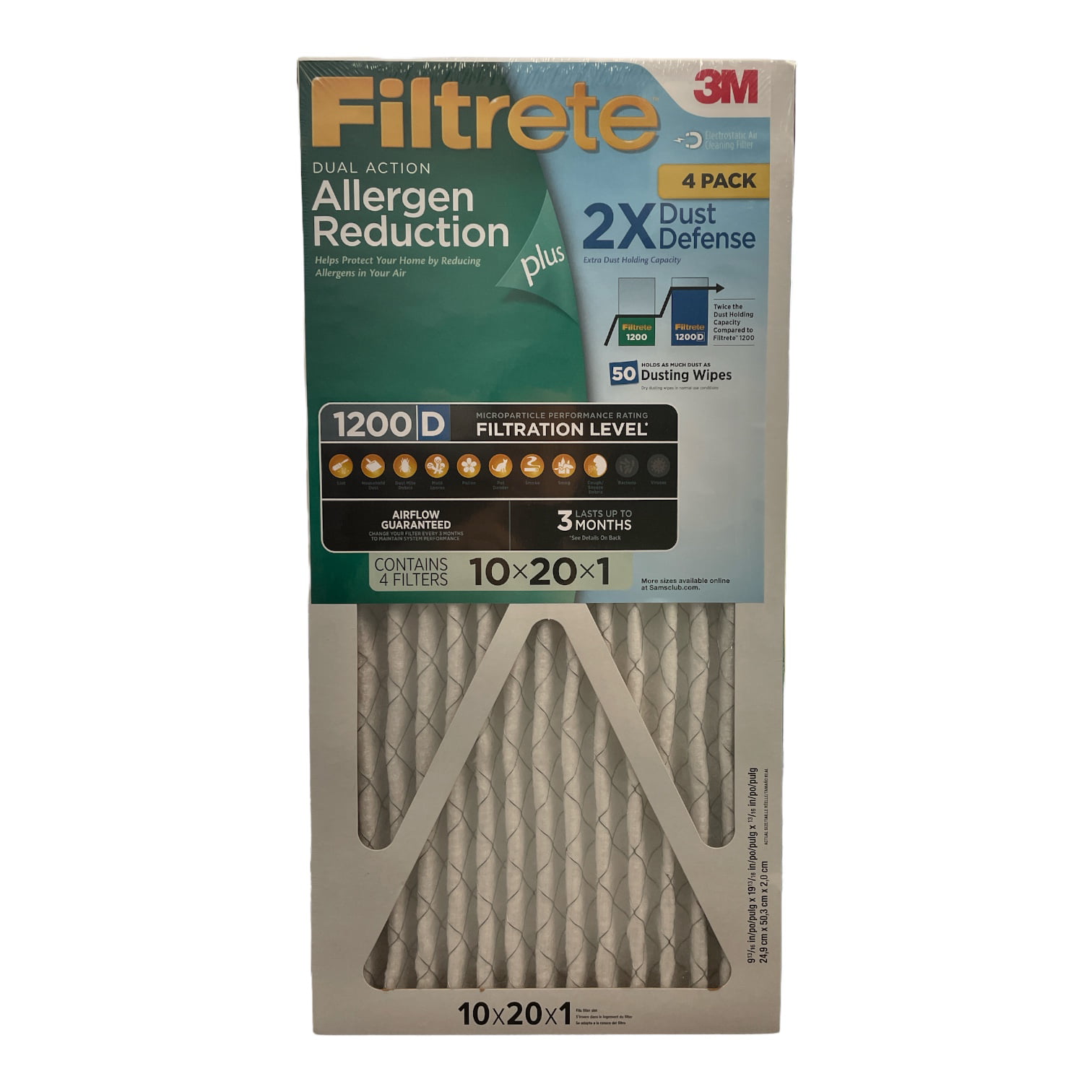 Filtrete Dual-Action Micro Allergen Plus 2X Dust Defense Filter 4 Pack NEW 