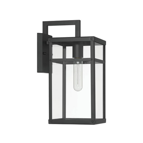 Robert Stevenson Lighting Blake - Modern Metal and Clear Glass Paneled Wall Mounted Outdoor Light, Black