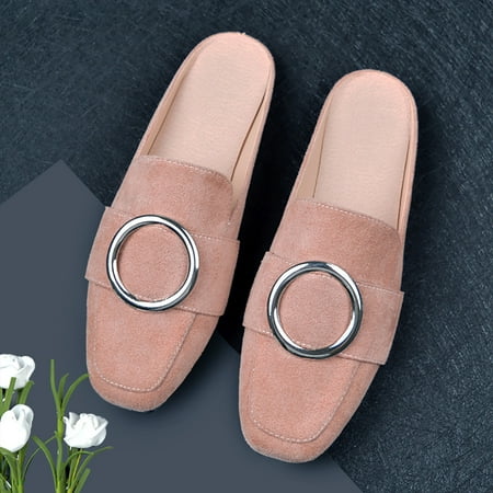

ZTTD Women s Spring and Summer New Flat Half Slippers Solid Color Suede Casual Shoes