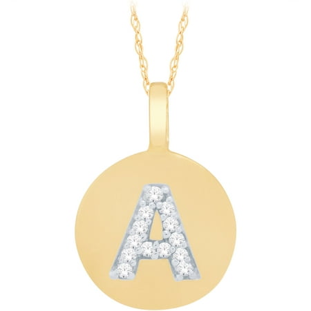 Diamond Accent 14kt Yellow Gold Initial A Alphabet Letter Pendant, 18 Chain