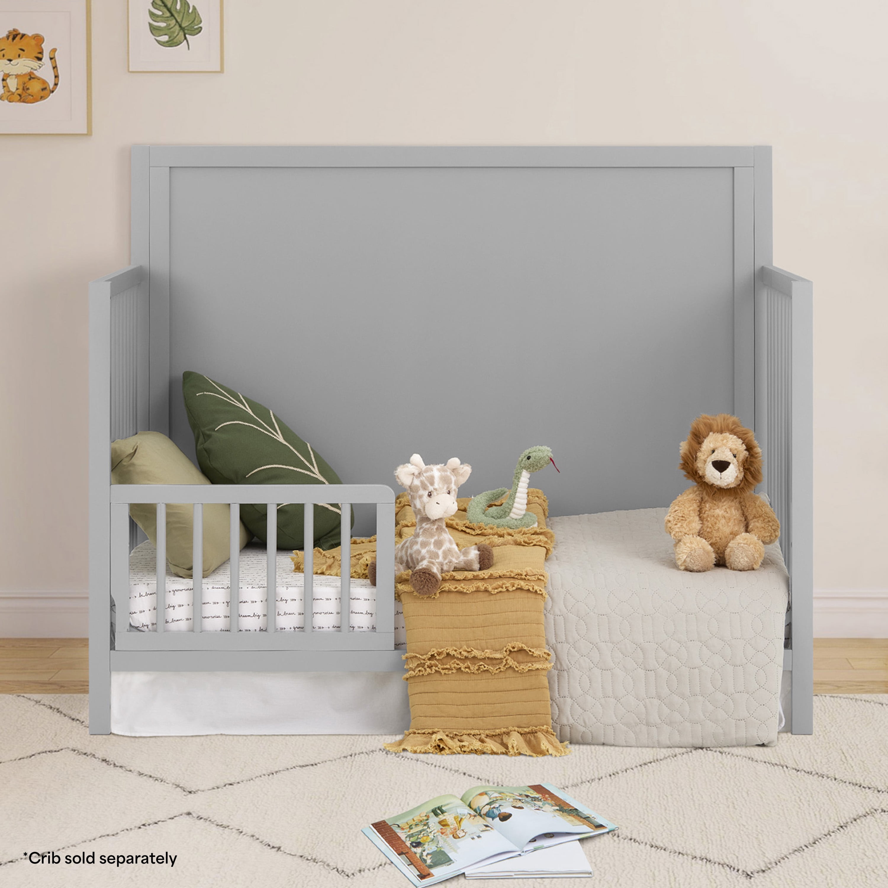 Dream On Me Universal Convertible Crib Toddler Guard Rail, Pebble Grey