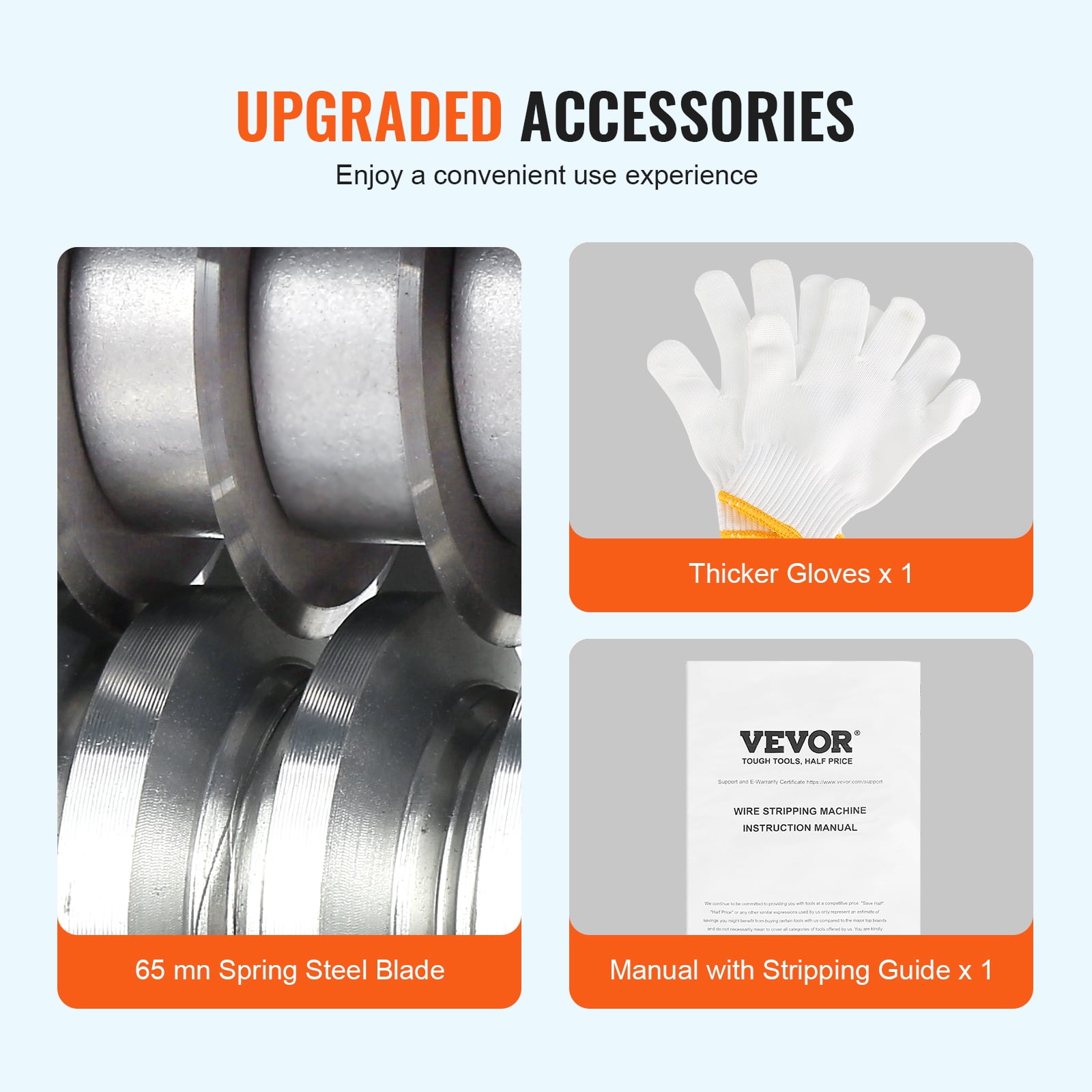 VEVOR Electric Cable Stripping Tool, 0.06''-1.57'' Motorized Wire Stripper, 370 W, 88 ft/min, Includes Manual Crank & 11 Channels, Ideal for Copper Scrap Recycling