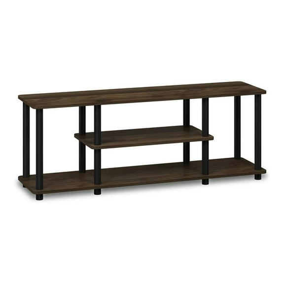 Furinno Turn-N-Tube Wood Entertainment TV Stand for TV up to 50" in Walnut/Black