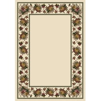 Milliken Blue Bordered Area Rug Floral Lace Opal II - Aprx 5' 4" x 7' 8"