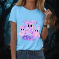 thumbnail image 2 of TOWED22 Halloween Shirts Women Cute Ghost Graphic T-Shirts Funny Spooky Ghost Print Tee Fall Halloween Holiday Casual Tops(Sky Blue,S), 2 of 8