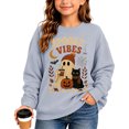 thumbnail image 2 of ZHOGXU Halloween Themed Girls Ghost Pumpkin Cat Print Pullover Sweatshirt Long Sleeve O Neck Top For Kids Casual School Loose Fit Everyday Wear,Light Gray,3-4 Years, 2 of 4