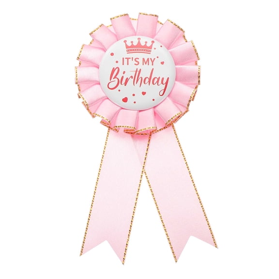 Uxcell Birthday Ribbon Pin, 5.9 x 2.8" Award Ribbon Fabric IT'S MY Birthday Pin for Party Adults Women Party Decorations Celebration Accessory Gift, Medium Pink