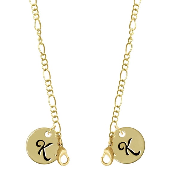 Goldtone Large Disc Letter - K - 3/4'' Goldtone Face Mask Necklace