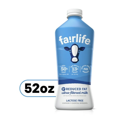 fairlife 2% Reduced Fat Ultra-Filtered Milk, Lactose Free, 52 fl oz