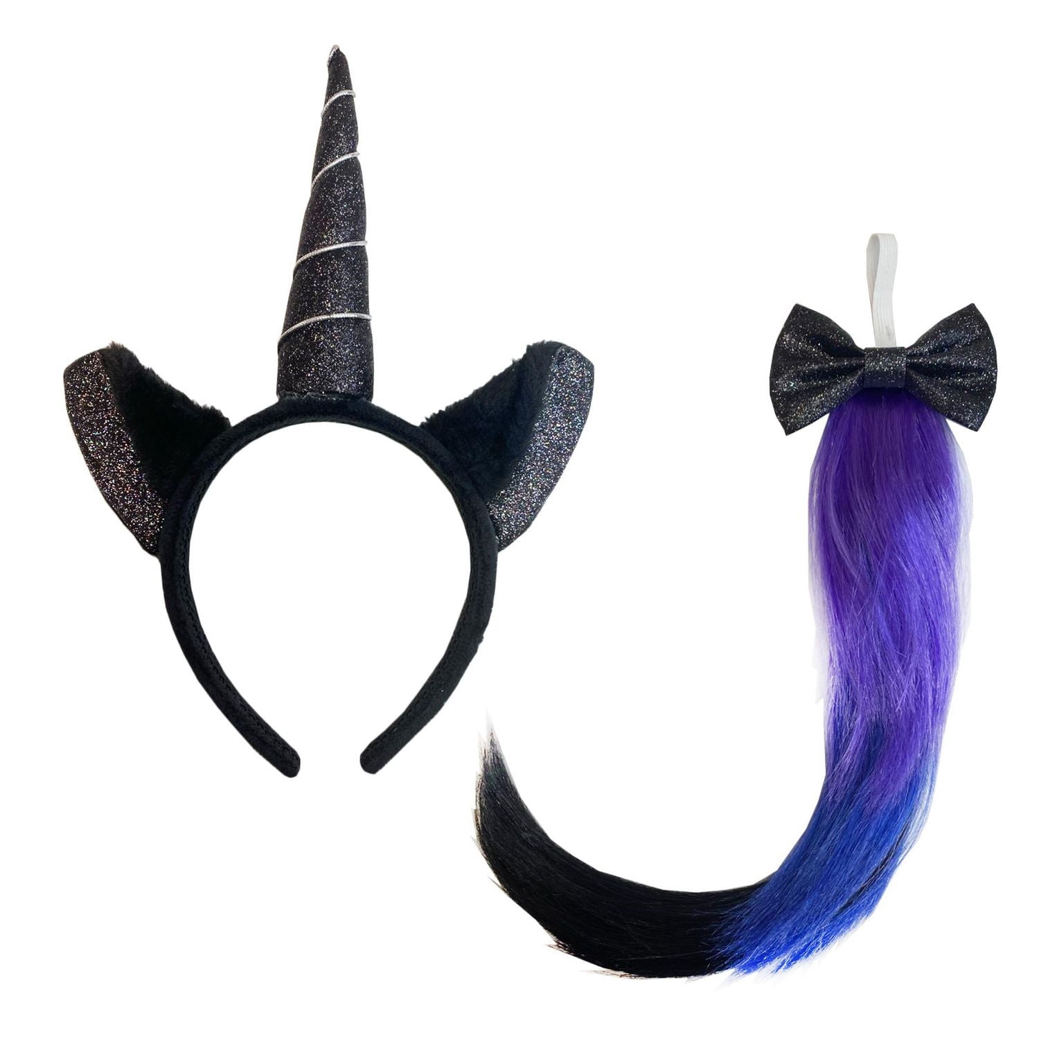 Façon de célébrer ! Kit Halloween Licorne Holographique Noir 2 pièces, MULTI, Femme, Taille Unique