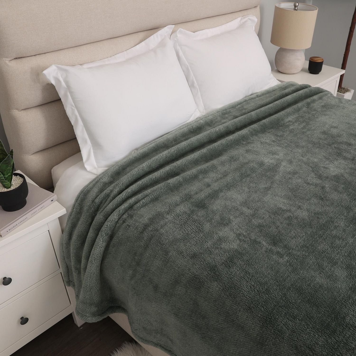 Shearling Blanket, Green 90" x 90"