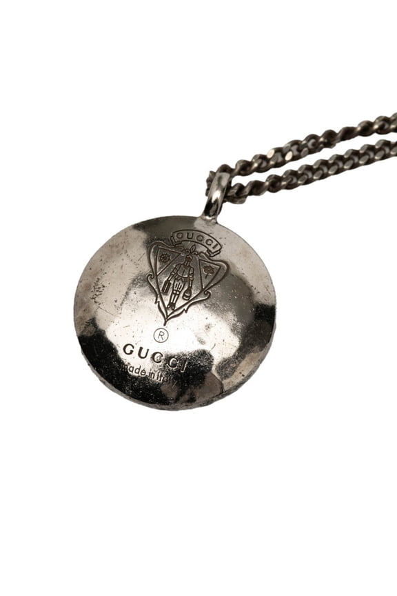 Pre-Owned Gucci Crest Round Coin Chain Pendant Necklace, SV925 Silver, Women's GUCCI