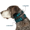 thumbnail image 2 of Buckle-Down Pet Collar, Dog Collar Plastic Buckle, Mustaches Mini Single Repeat Black Turquoise, 8.5 to 12 Inches 0.5 Inch Wide, 2 of 8