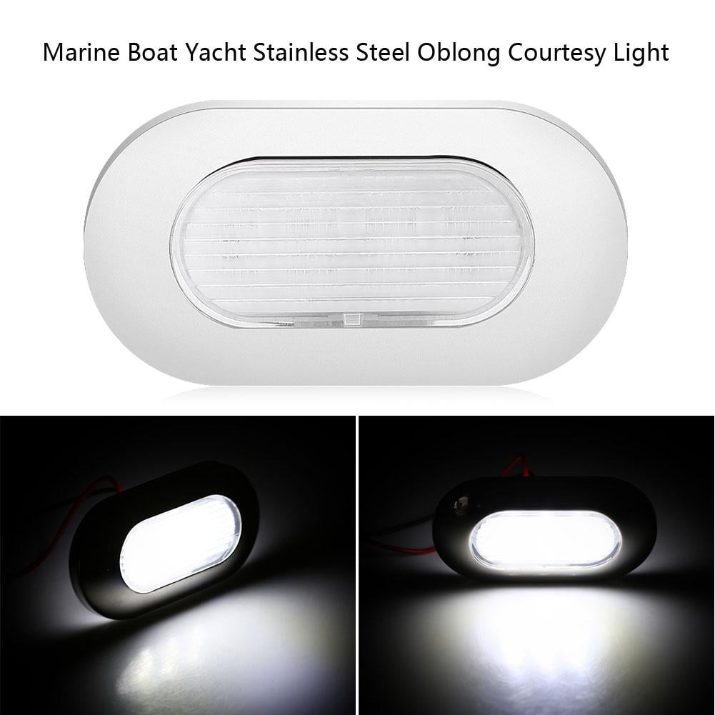 Tebru 12V White LED Marine Boat Yacht Stainless Steel Oblong Courtesy
