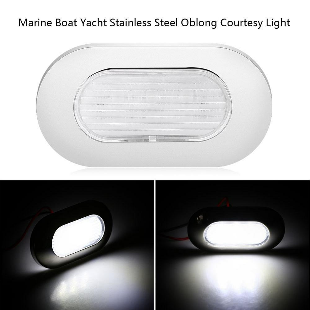 Tebru 12V White LED Marine Boat Yacht Stainless Steel Oblong Courtesy