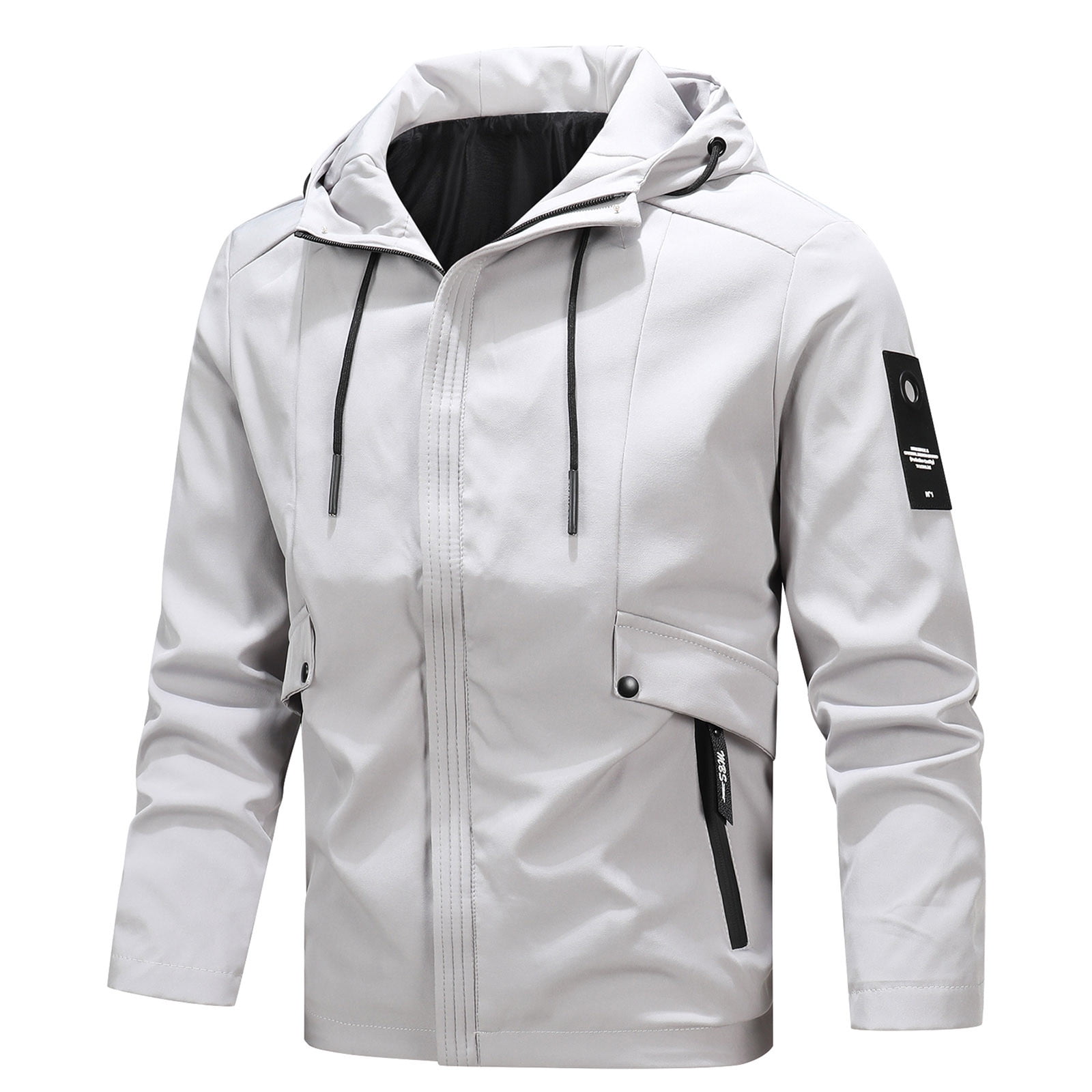 Raincoat For Men, Men'S Warm Waterproof Puffer Jacket Hooded