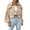 Khaki, variant on Women's Cropped Shacket Button Down Lapel Long Sleeve Corduroy Crop Jacket Wine M