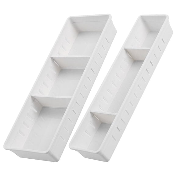 UPOUART 2Pcs Small Parts Storage Organizer Rectangular White PP Plastic Home Use