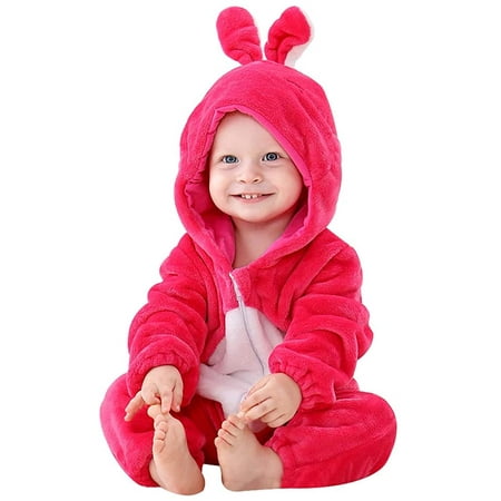 Unisex Baby Hooded Romper Winter Flannel Jumpsuit Cartoon Cosplay ...