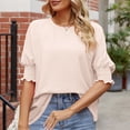 thumbnail image 3 of XuJwPNcy 3/4 Puff Sleeve Tops for Women Dressy Casual Crew Neck Tshirts Fashion Spring Summer Blouse Tunics, 3 of 6