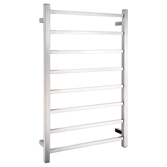 Bell Series 8-Bar Wall Mounted Electric Plug-In Bathroom Towel Warmer Rack in Brushed Nickel Finish Stainless Steel
